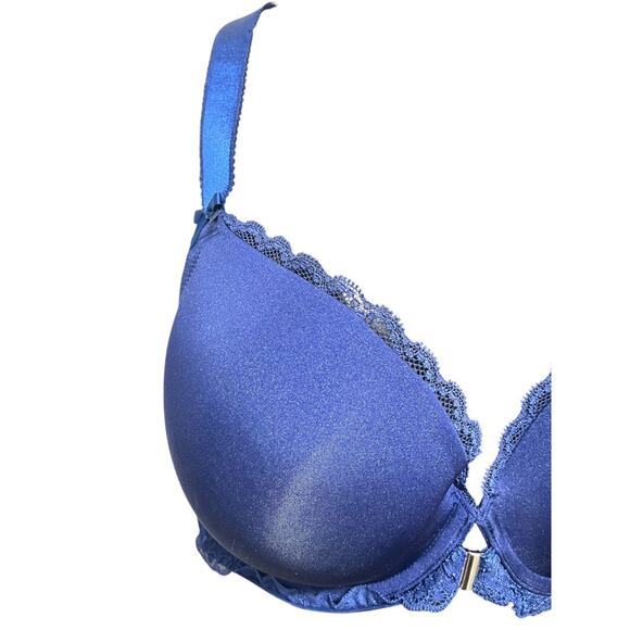 42D Adore Me Lace Front Closure Bra Blue Underwire Padded - Picture 3 of 11